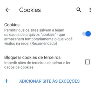 Ativar cookies iphone