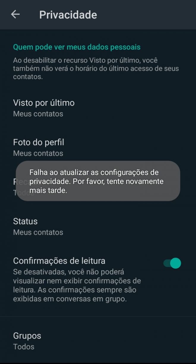 WhatsApp deixa de mostrar status 