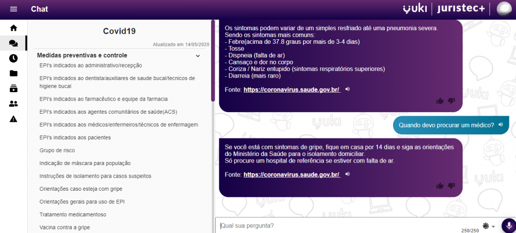 Yuki-Saúde | Chatbot com IA responde dúvidas médicas e jurídicas sobre COVID-19 - 3