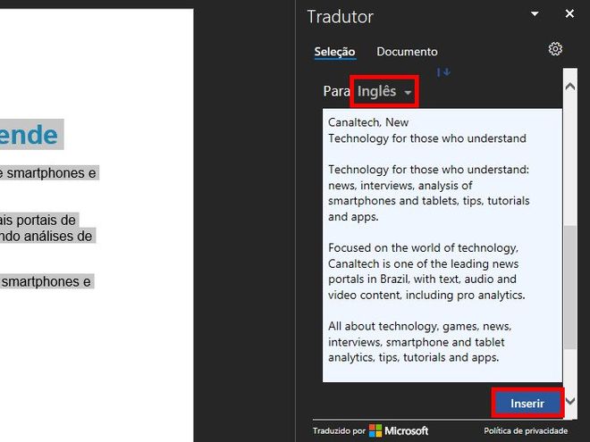 Como acessar e usar o tradutor no Word - 5