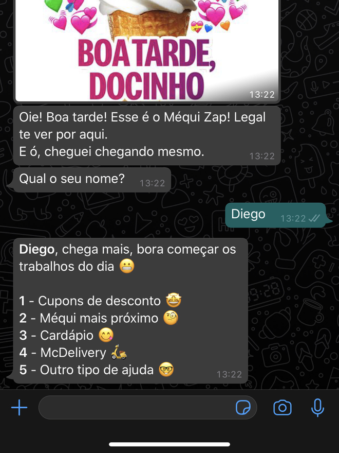 Como pedir McDonald's pelo ZAP?