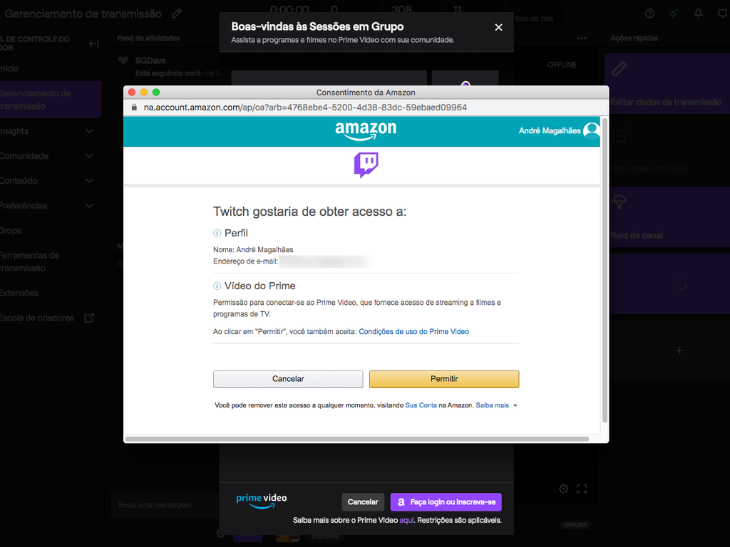 Como vincular sua conta Twitch com a Amazon Prime e criar uma Watch Party - 8