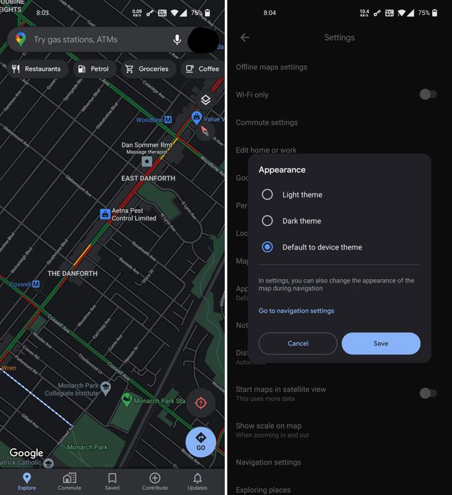 Google Maps começa a liberar o modo escuro no Android - 2