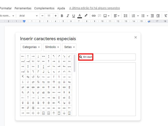 Como colocar travessão em textos do Google Docs - 4