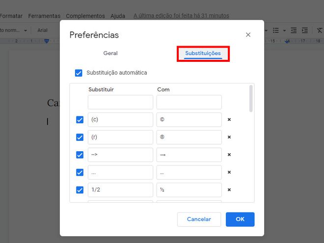 Como colocar travessão em textos do Google Docs - 8