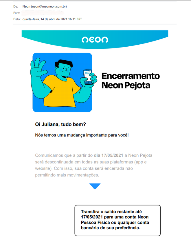 Neon descontinuará seu serviço de conta corrente para Pessoa Jurídica - 2