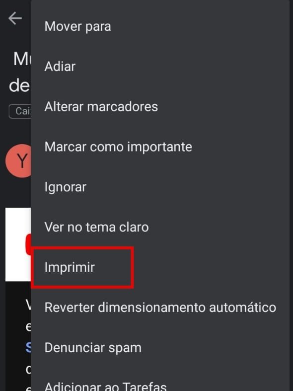 Como imprimir um e-mail do Gmail pelo celular Android - 3