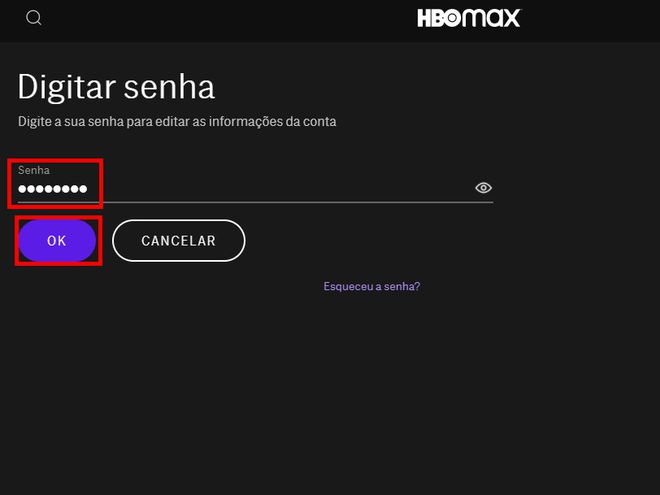 Como editar sua senha do HBO Max - 11