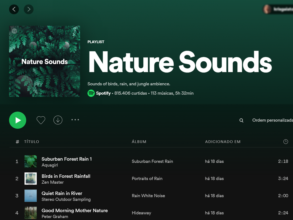 5 Playlists no Spotify com sons da natureza para acalmar e dormir - 6