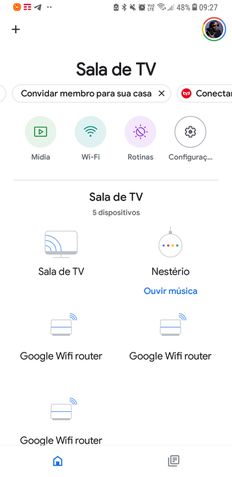 Google Nest Mini - Interface no Google Home