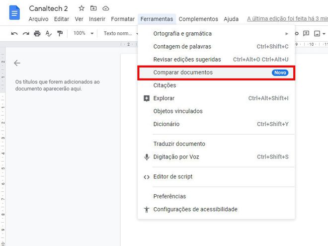 Como comparar dois documentos usando o Google Docs - 3