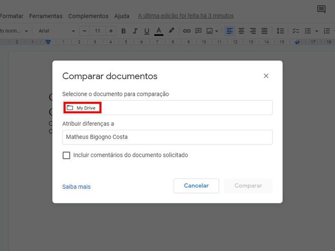 Como comparar dois documentos usando o Google Docs - 4