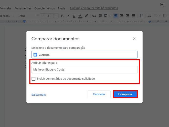 Como comparar dois documentos usando o Google Docs - 6