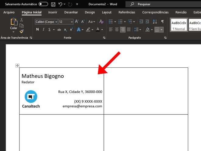 Como fazer um cartão de visita no Word - 13