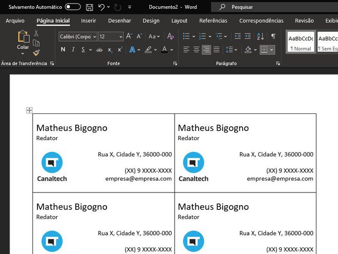 Como fazer um cartão de visita no Word - 14