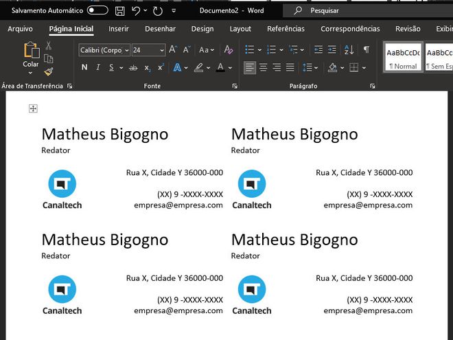 Como fazer um cartão de visita no Word - 17