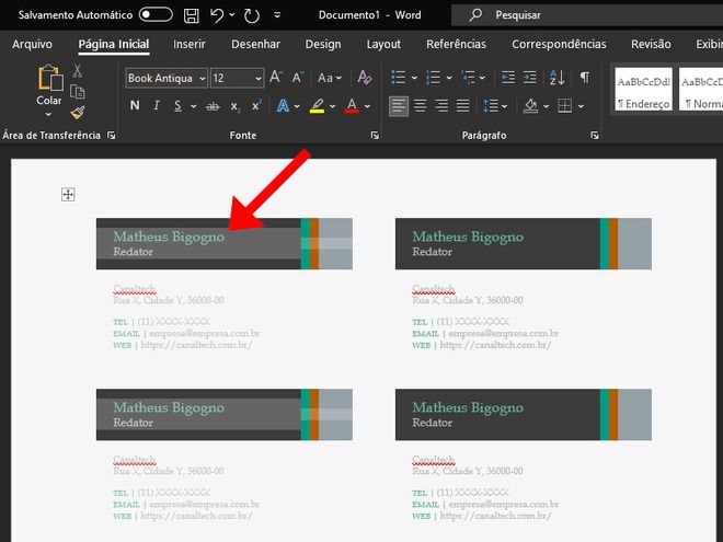 Como fazer um cartão de visita no Word - 5