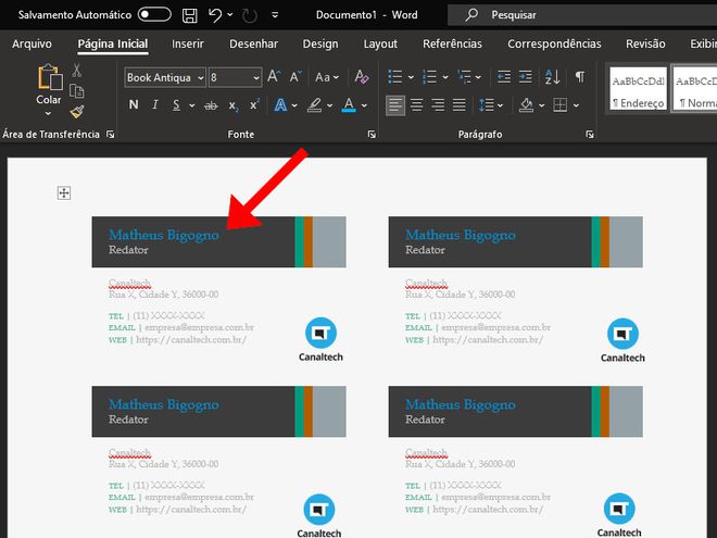 Como fazer um cartão de visita no Word - 7