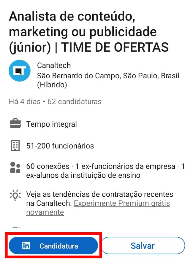 Como usar o LinkedIn para procurar vagas pelo celular - 10