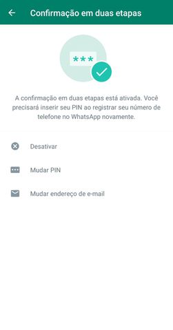 WhatsApp Confirmação em Duas Etapas 1