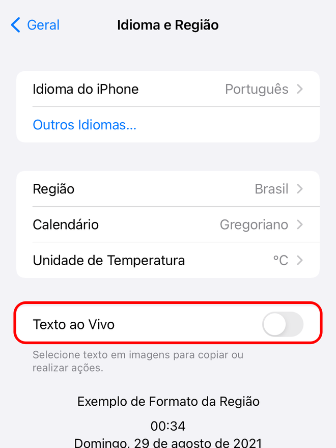 Como desabilitar o Texto ao Vivo (Live Text) no iPhone - 2