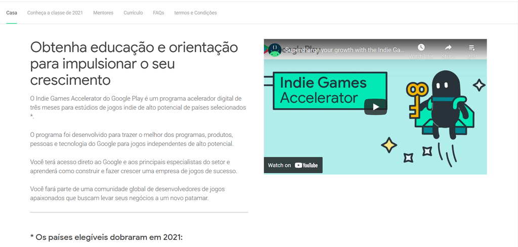 Como se cadastrar no Indie Games Accelerator do Google - 3