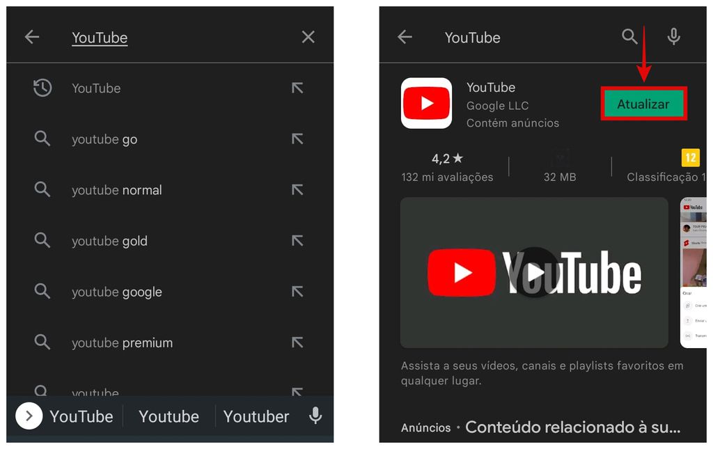 Como atualizar o YouTube - 2