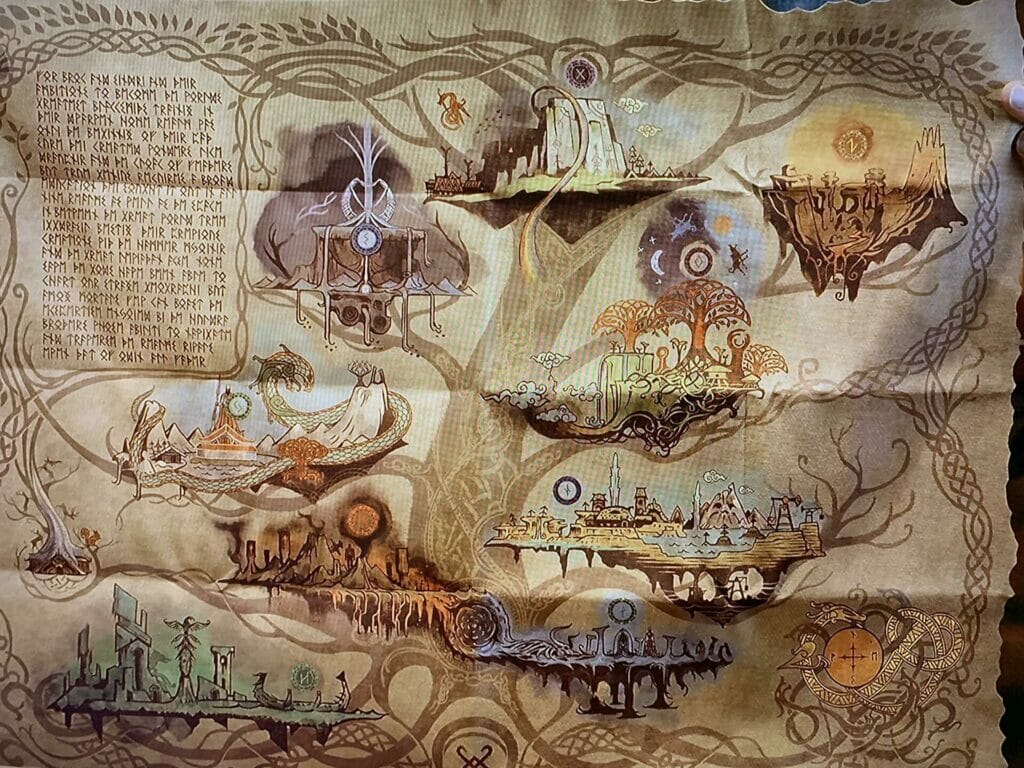 Arte conceitual mostra os 9 reinos de God of War Ragnarok em mapa da edição colecionável - 2