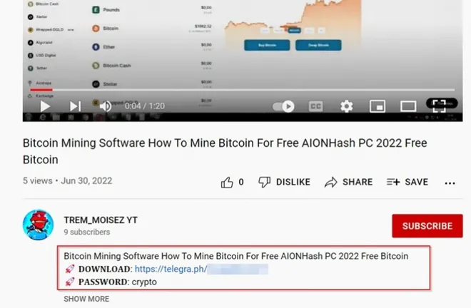 Ciberataque usa falso minerador de criptomoeda para espalhar vírus pelo YouTube - 2