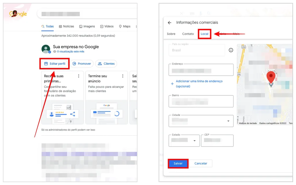 Como alterar endereço no Google Meu Negócio | Perfil da Empresa - 2