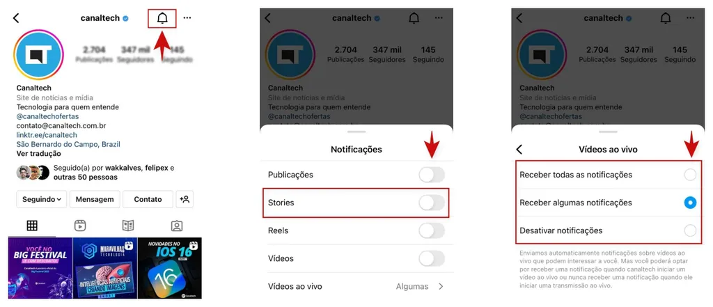 Como ativar notificação de Stories - 2