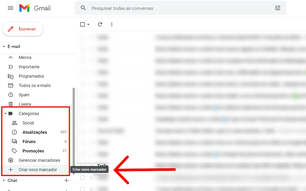 Como criar pastas no Gmail | Marcadores - 2