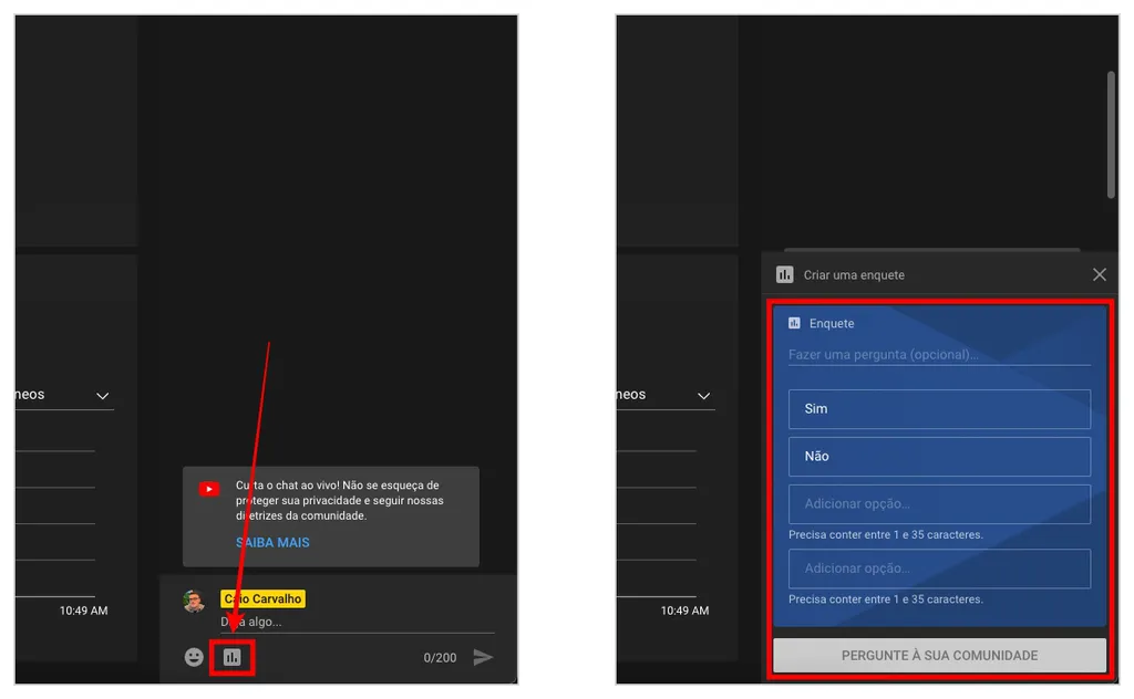 Como fazer enquete no YouTube em transmissões ao vivo - 2