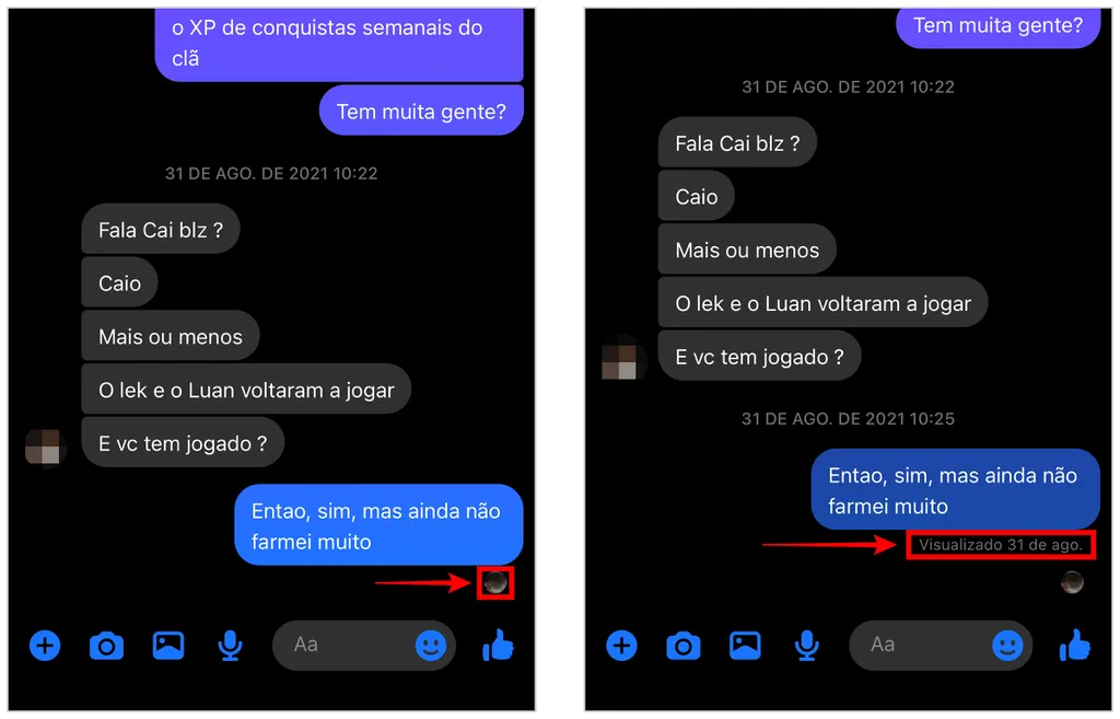 Como saber se a pessoa viu uma mensagem no Messenger - 2