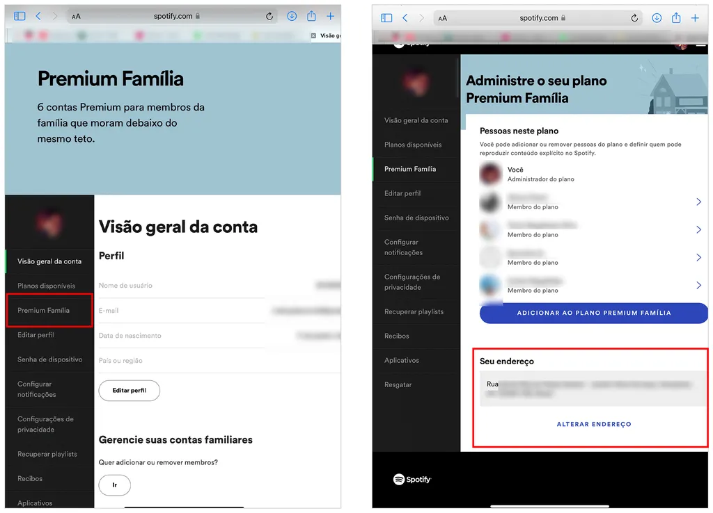 Como ver ou alterar meu CEP no Spotify | Plano Família - 2