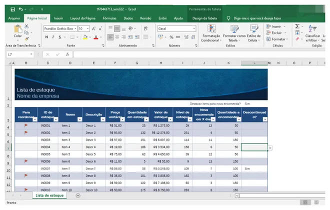 5 modelos de planilha de estoque prontas para usar no Excel - 3