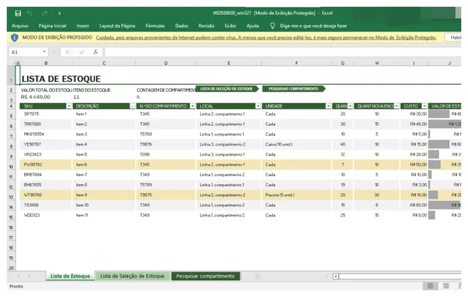 5 modelos de planilha de estoque prontas para usar no Excel - 4