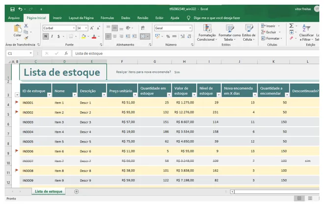 5 modelos de planilha de estoque prontas para usar no Excel - 6