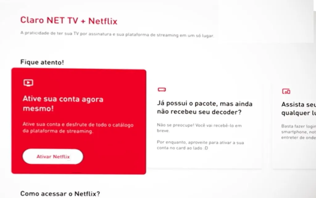 Como acessar a Netflix pela Claro | Pacotes de parceiros - 3