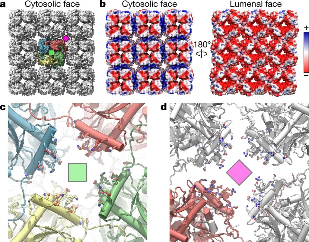 Estrutura do escudo viral feito com proteínas chimallin nos vírus bacteriófagos (Imagem: Laughlin et al./Nature)