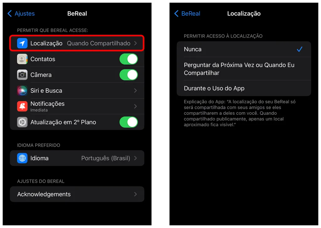 Como desativar sua localização no BeReal - 5