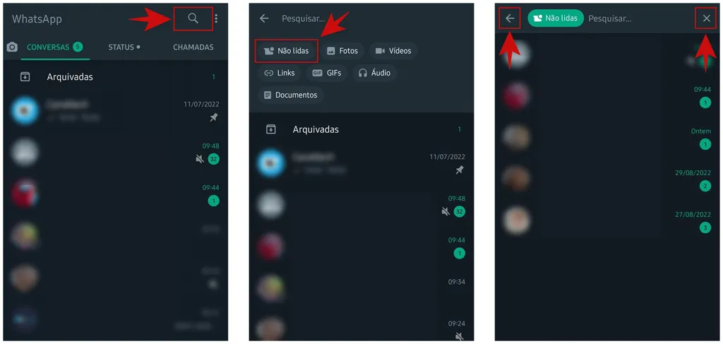 Como ver só mensagens não lidas no WhatsApp | Filtrar conversas - 3