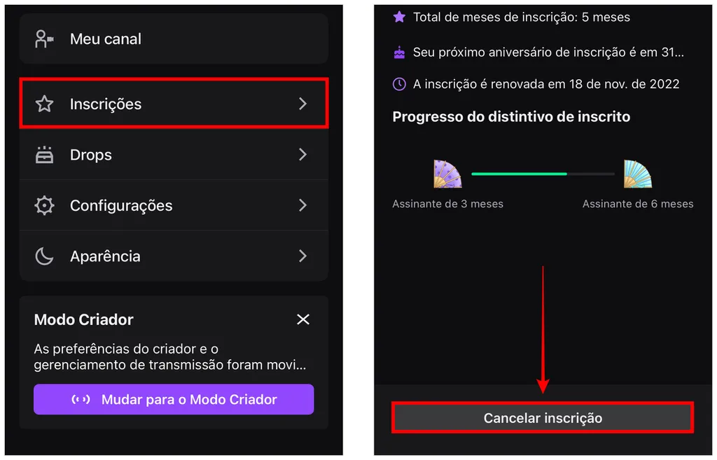 Como cancelar inscrição na Twitch - 3