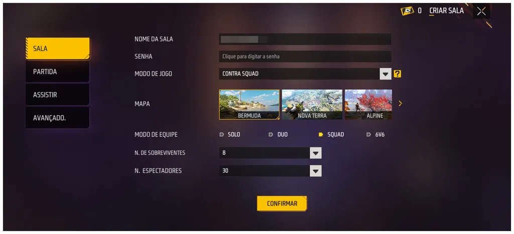 Como criar uma sala personalizada no Free Fire - 2