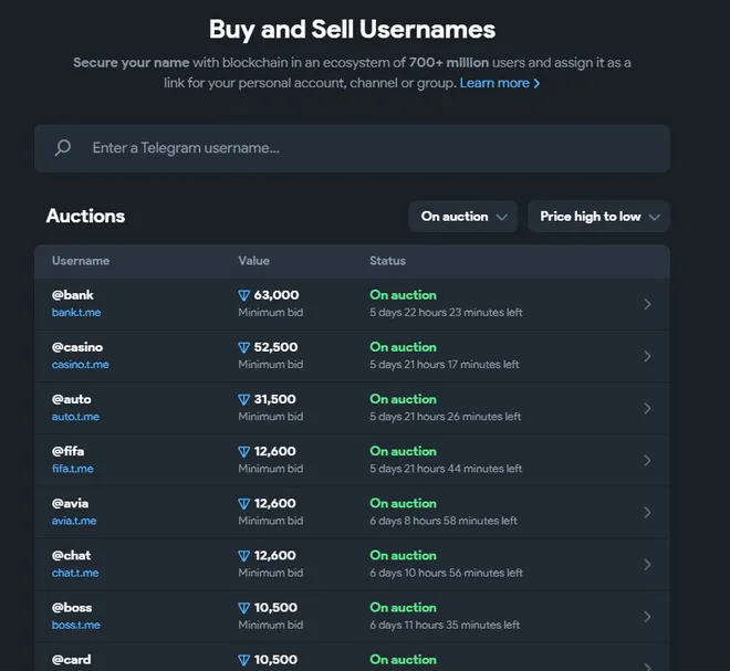 Telegram começa a vender nomes de usuários como NFTs - 2