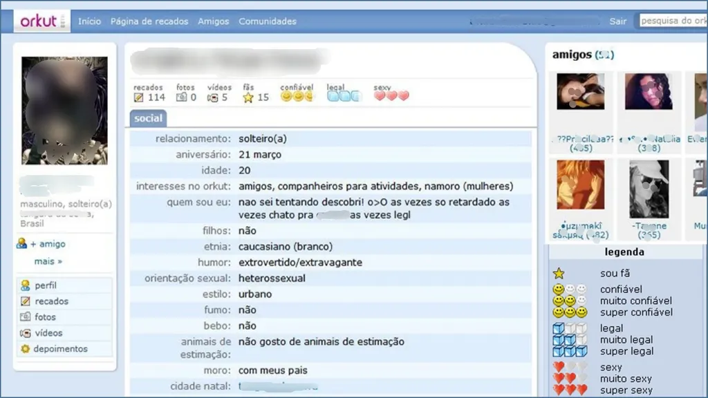 Exemplo de perfil no Orkut (Fonte da imagem: Web Archive/Reprodução)