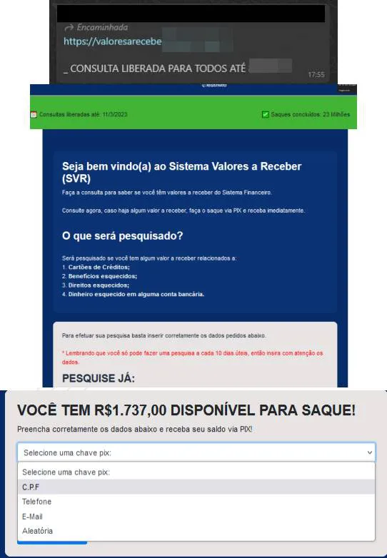 Golpe dos Valores a Receber oferece quase R$ 2 mil para roubar dados - 2