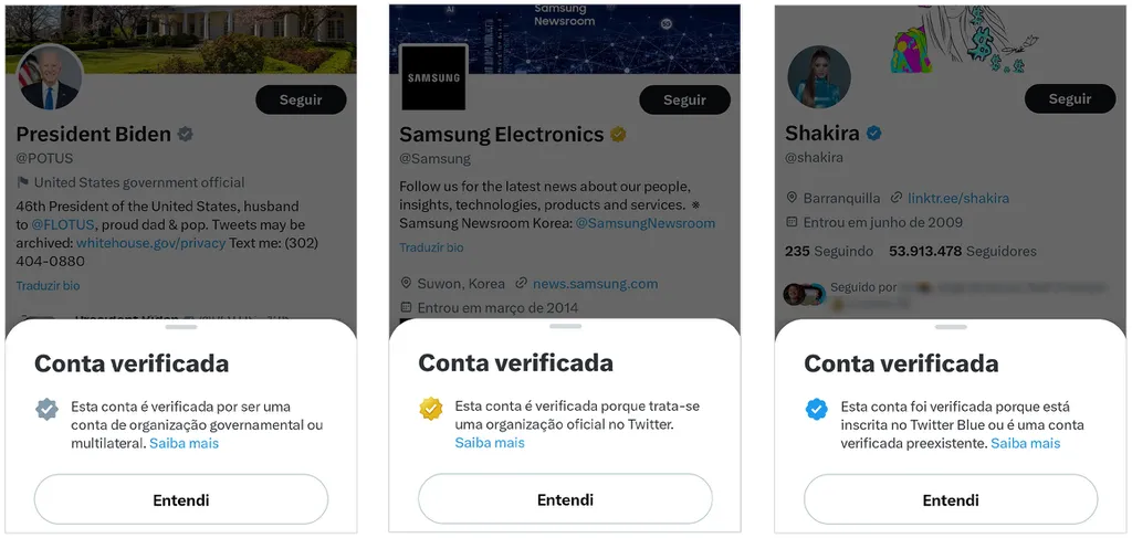 Twitter Verificado | Entenda os selos azul, dourado e cinza - 2