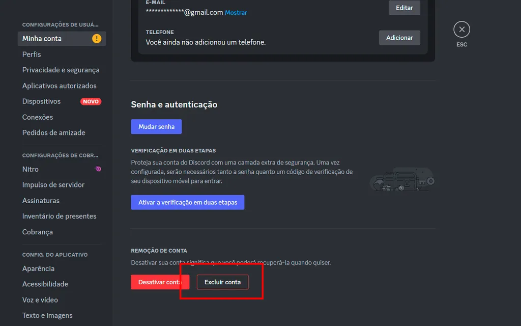 Como excluir uma conta no Discord de forma permanente - 3