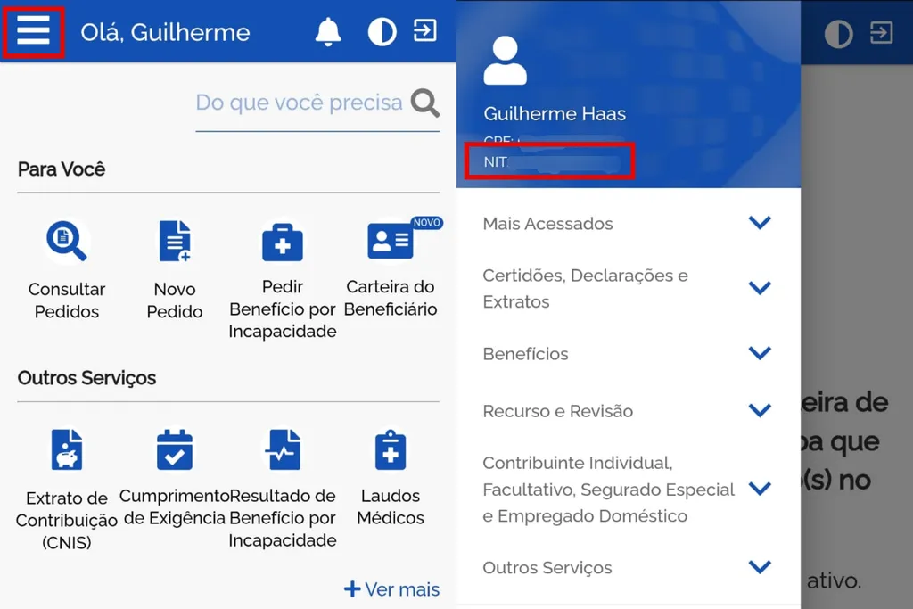 Consulta pelo aplicativo Meu INSS (Imagem: Captura de tela/Guilherme Haas/Canaltech)